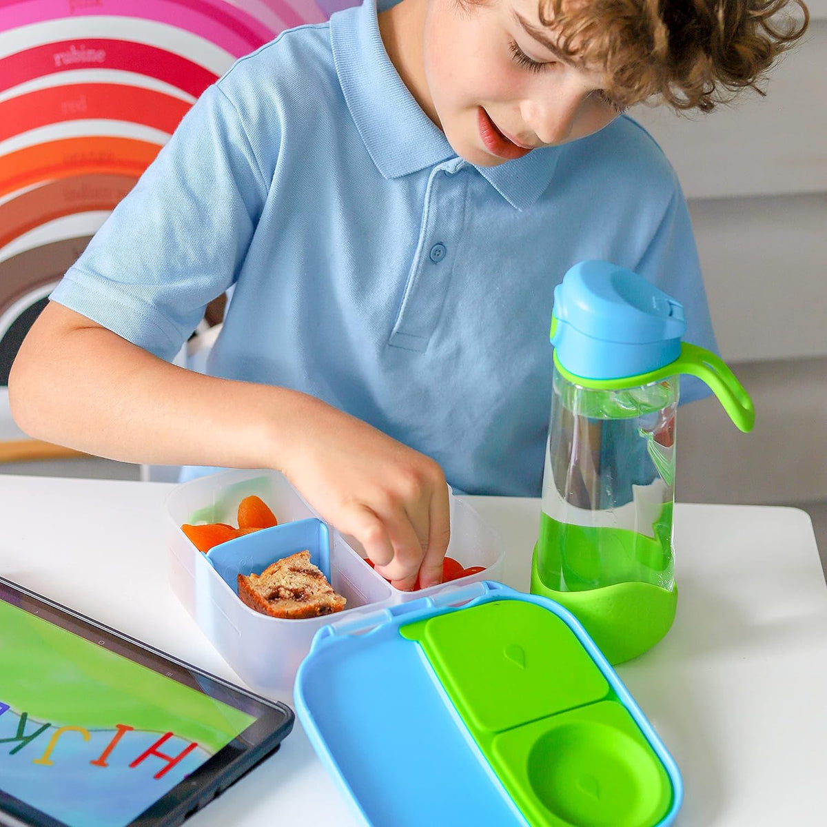 b.box Mini Lunch Box, Bento Box for Kids, Snack Container with 2 Leak Proof Compartments, Reusable Snack Containers with Lids, Kids Lunch Boxes Ages 3+, BPA Free, 4 1/4 Cup Capacity (Lemon Sherbet)