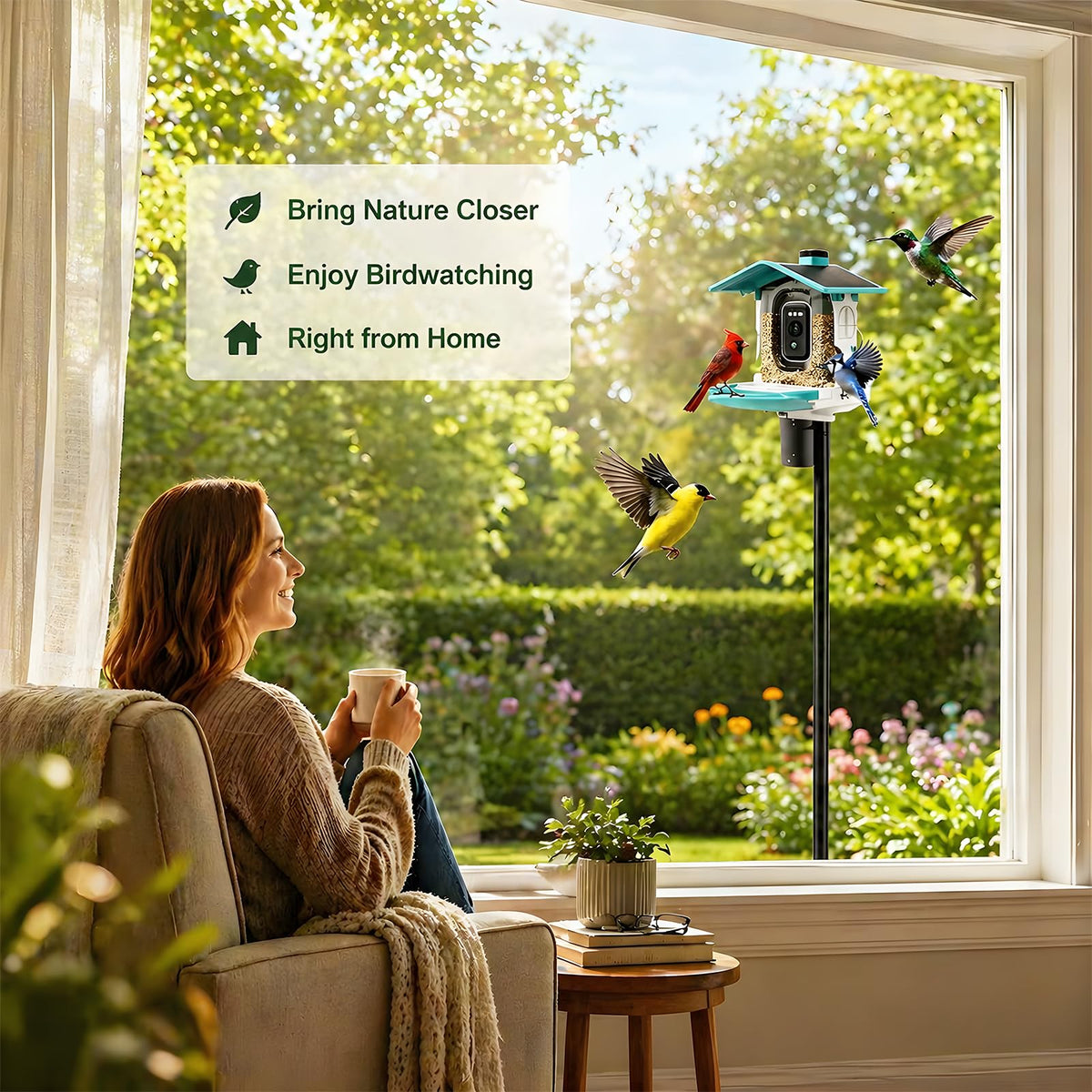 cogardenshower Heavy Duty Bird Feeder Pole - 88" Adjustable Bird House Stand Outdoor, Anti-Tip Auger & Stable Mount for Smart Camera Birdfeeder,Bluebird House, Bird Buddy, Birdfy