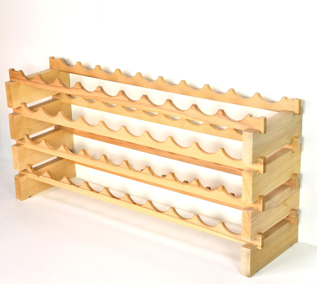sfDisplay.com,LLC. Modular Wine Rack Beechwood 40-120 Bottle Capacity 10 Bottles Across up to 12 Rows Newest Improved Model (40 Bottles - 4 Rows)