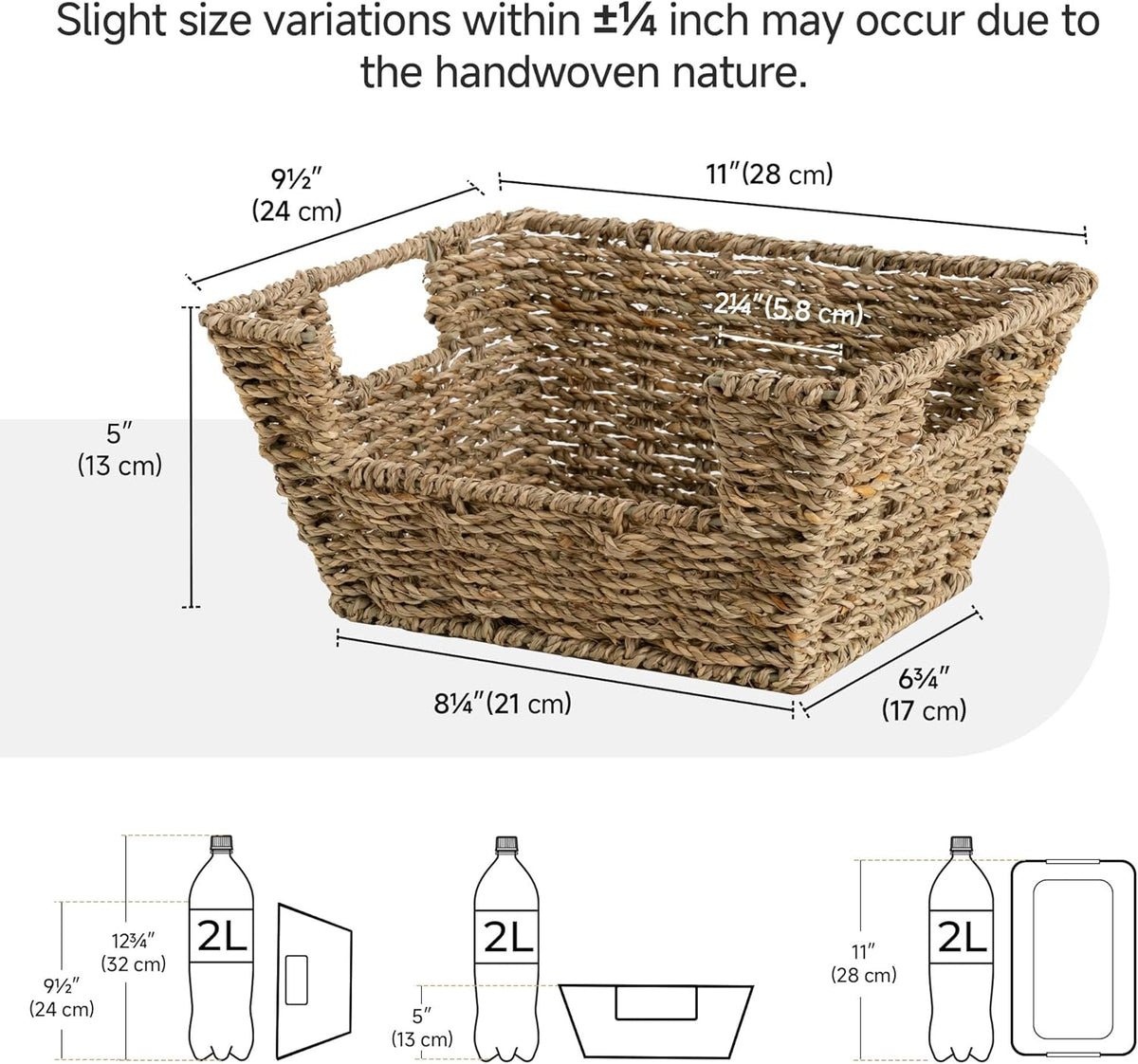 StorageWorks Small Pantry Baskets for Patato and Onion Storage, Wicker Baskets for Organizing with Built-in Handles, Seagrass Pantry Organizers and Storage for Kitchen Shelves, Countertop, 2 Pack