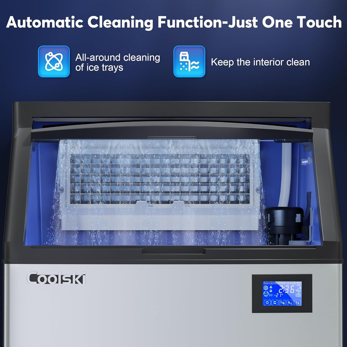 Commercial Ice Maker Machine 320LBS/24H, 26’’ Under Counter Ice Machine with SECOP Compressor/80LBS Storage Bin/Self Cleaning, Freestanding Ice Maker for Restaurants/Bars, ETL Approved