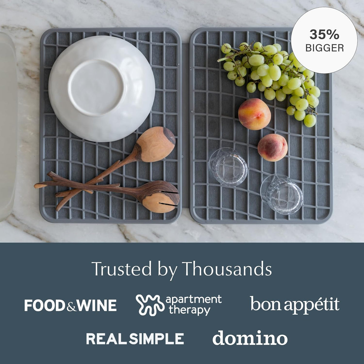 Dorai Home Dish Pad - Diatomaceous Earth Stone Drying Mat for Kitchen Counter - Quick Drying -Stone Dish Drying Mat for Kitchen - (24.6" x 16.5")