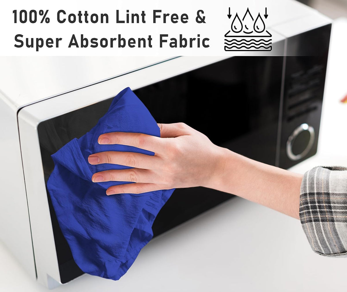 RUVANTI Flour Sack Towels 6 Pack 28x28 Inch, 100% Cotton Tea Towel, Reusable, Machine Washable, Absorbent BarTowels - Dish Cloth Perfect for Drying Dishes & Cleaning - Navy