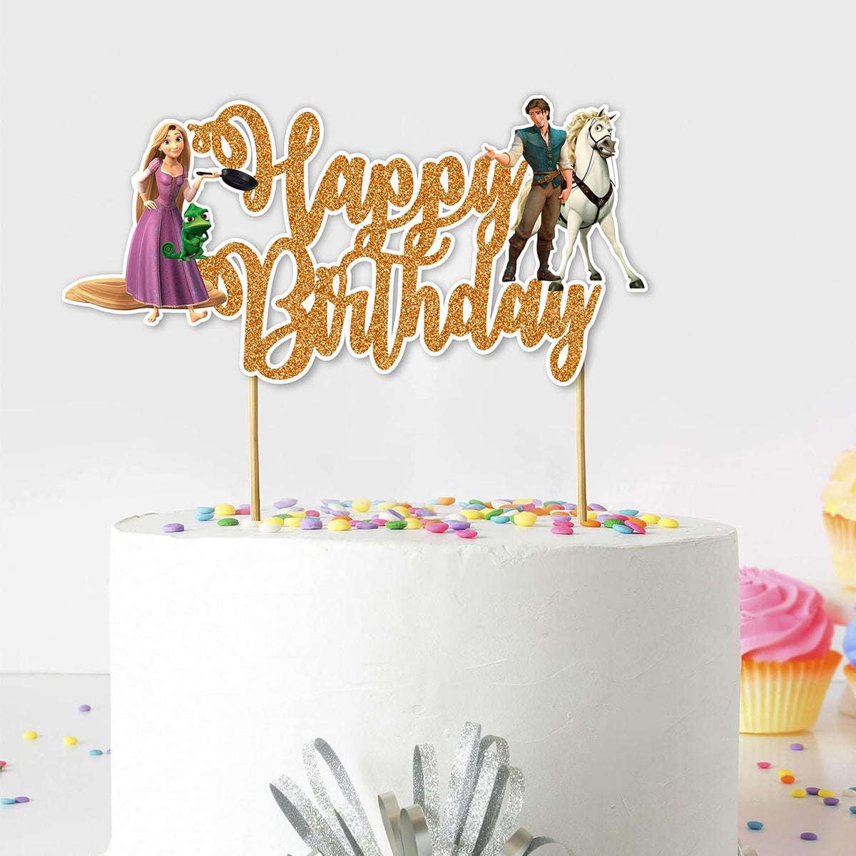Rapunzl Happy Birthday cake topper - Birthday Decorations.