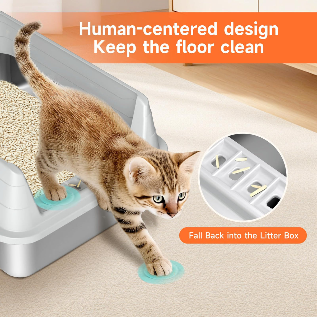 Stainless Steel Cat Litter Box, Odor Free Easy Clean Metal Litter Box