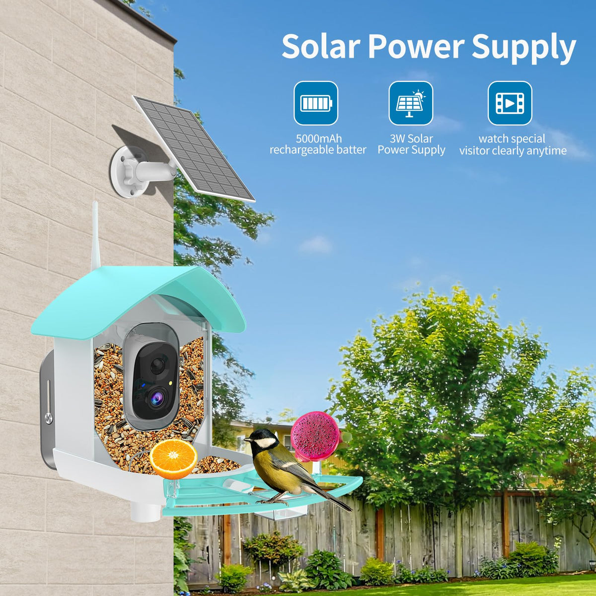 Gyozol Bird Feeder with Camera,WiFi Smart Bird House with Cam Solar Powered