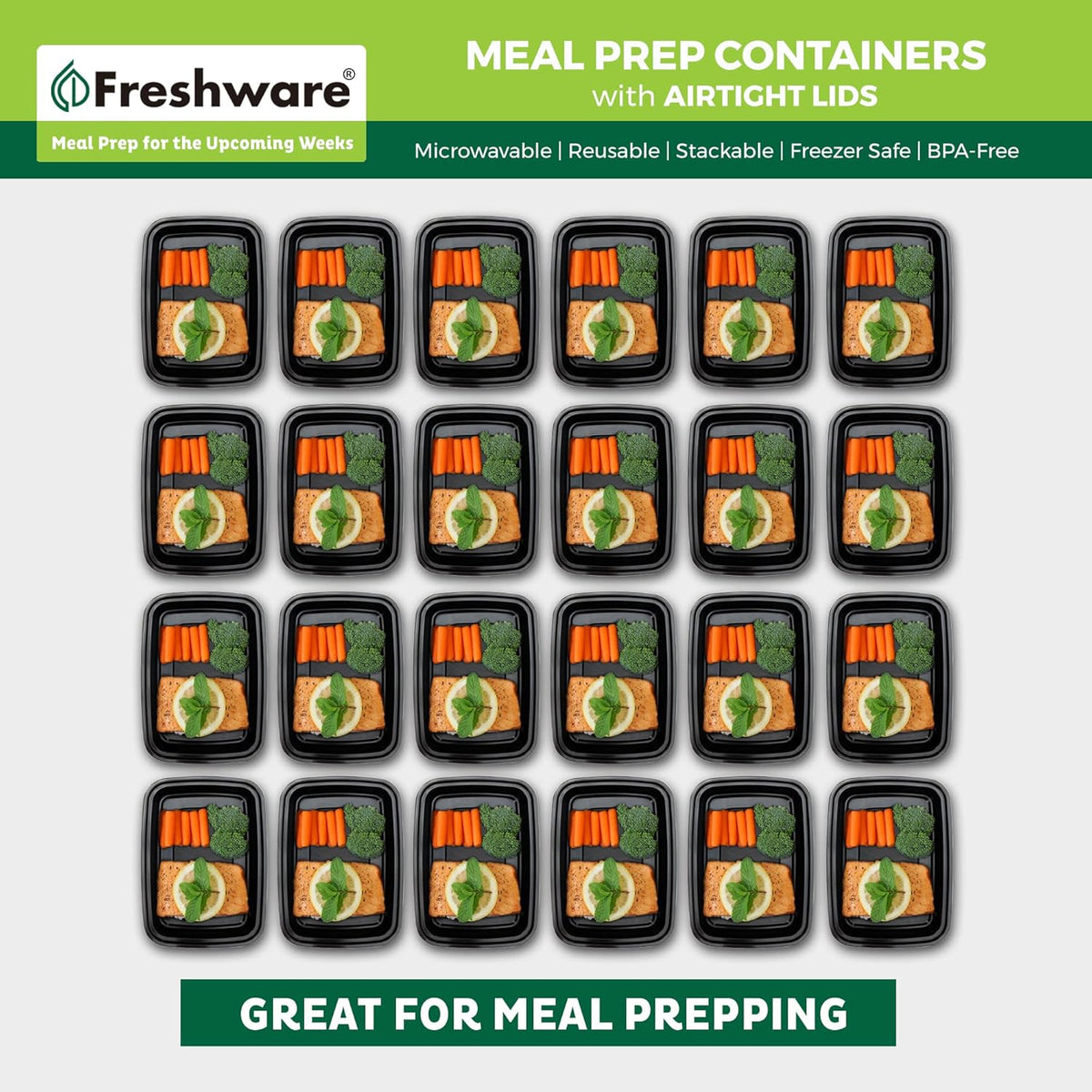 Freshware Meal Prep Containers [150 Pack] 1 Compartment Food Storage Containers with Lids, Bento Box, BPA Free, Stackable, Microwave/Dishwasher/Freezer Safe (28 oz)