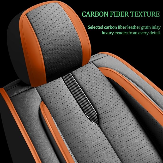 Fit Kona Car Seat Covers for Hyundai Kona 2018-2024 2025 2026 -Upgraded Premium Waterproof & Breathable Leather,Airbag Compatible,All-Weather Seat Cushion Protector,Full Set,Black-Brown