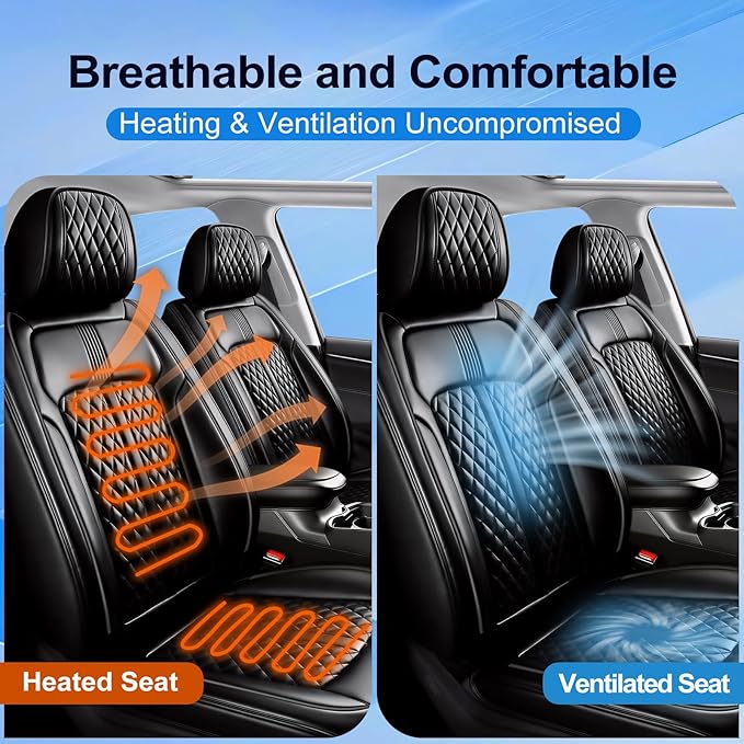 Fit Insight Car Seat Covers for Select Honda Insight 2010-2022, Premium Full Coverage Leather, Airbag Compatible & Scratch-Resistant, Waterproof & All Weather Seat Protector, Full Set, Black