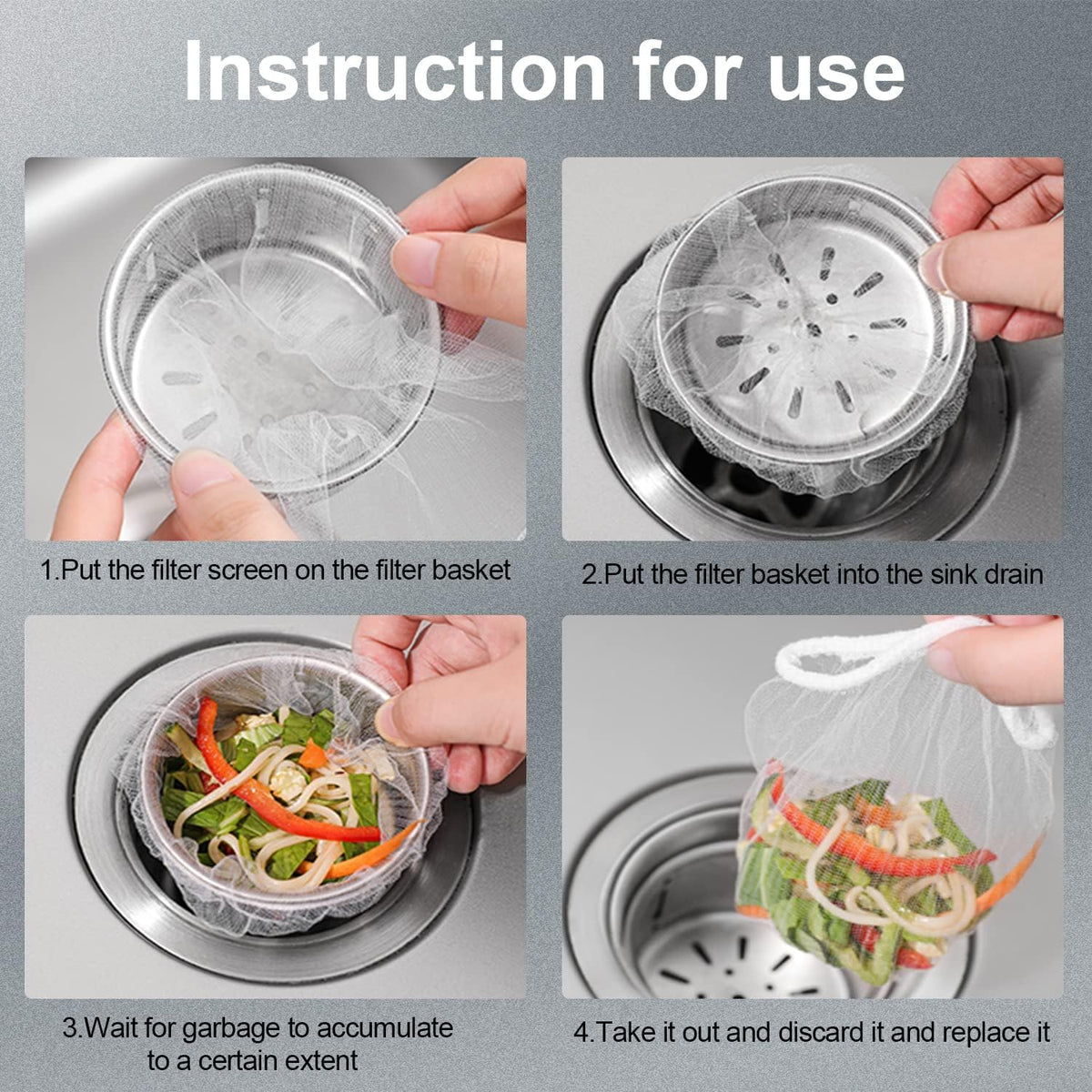 200 Pcs Sink Strainer Bags, Disposable Mesh Sink Filter Bag for Kitchen Sink, Filter Bag Sink Strainer Cover for Most Sizes of Floor Drain Kitchen Sink Bathroom (B-200PCS)
