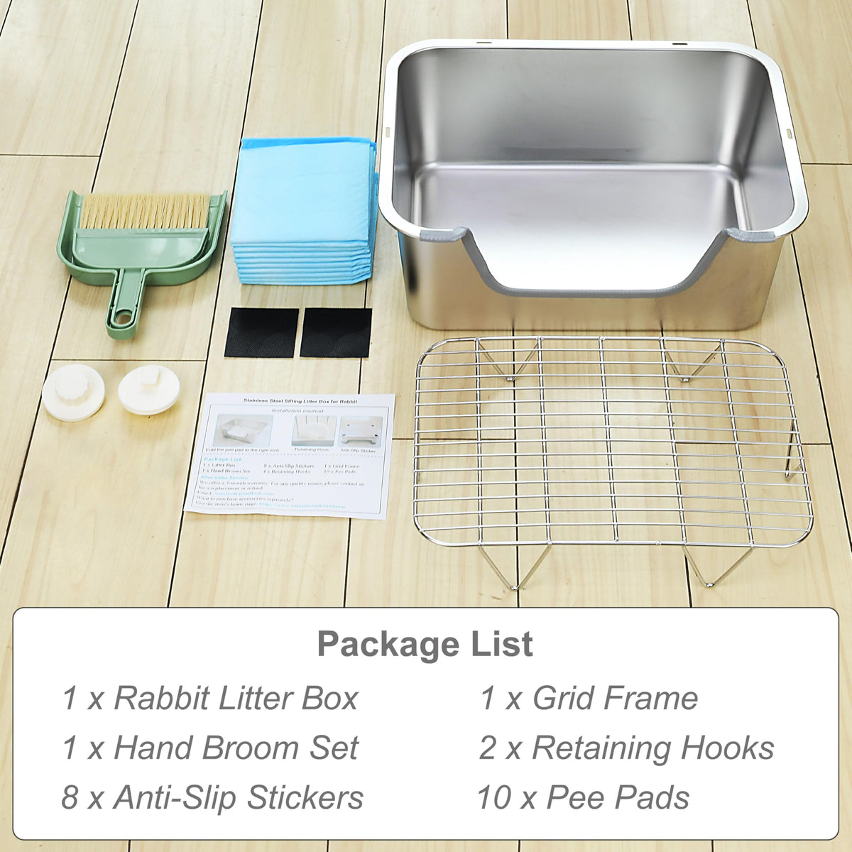 Sorstrem Stainless Steel Rabbit Sifting Litter Box (M)