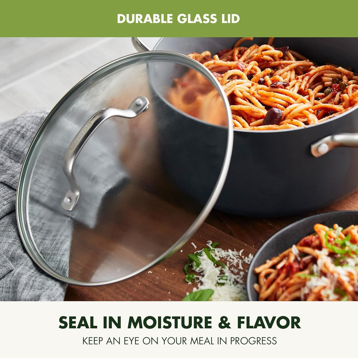GreenPan Valencia Pro Hard Anodized Healthy Ceramic Nonstick 5QT Stock Pot with Lid, PFAS-Free, Induction, Dishwasher Safe, Oven Safe, Gray