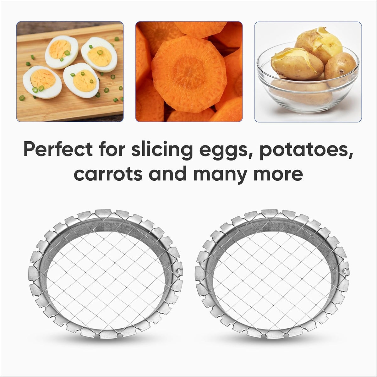 Egg Dicer for Hard Boiled Eggs - Metal Wire Potato, Carrot & Egg Salad Chopper Grid/Slicer- Manual Egg Chopper for Hard Boiled Eggs and Vegetables