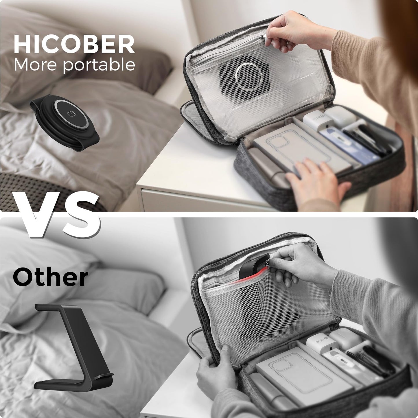 HICOBER 3-in-1 Wireless Charging Station for iPhone, Watch, AirPods, Black