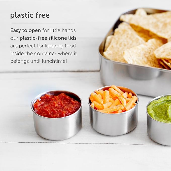 LunchBots 2.5 oz Stainless Steel Dressing Container for Condiments, Dips, Snacks, Dipping Sauce Cups with Silicone Lid, Fits in Lunch Bags and Bento Boxes - Set of 2 (Aqua)