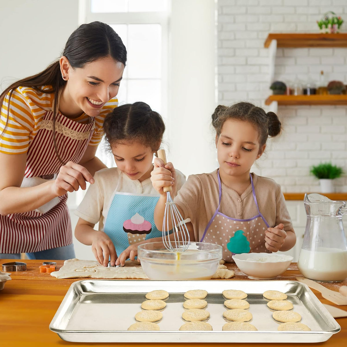 KITCHENATICS Jelly Roll Size Baking Sheet Pans, Premium Quality Aluminum Cookie Sheets for Roasting & Baking, Rimmed Nonstick Sheet Pans - Warp Free, Durable & Easy Clean - 10.6" x 15.6" IN, Set of 2