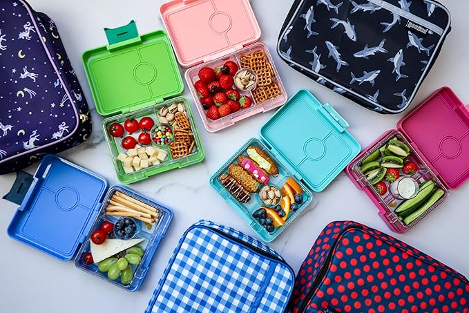 Yumbox Snack Box - 3 Compartment - Leakproof Bento Lunch Box for Kids (Miami Rainbow)