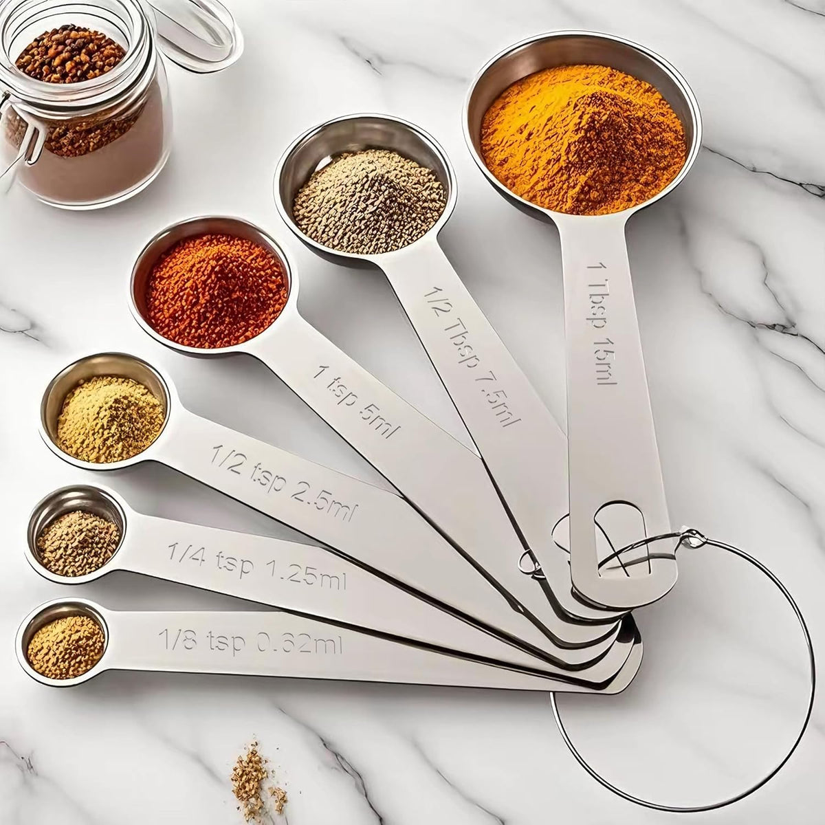 TILUCK Stainless Steel Measuring Spoons Set,Coffee Scoop Spoon,Kitchen Gadgets for Cooking & Baking,Set of 6