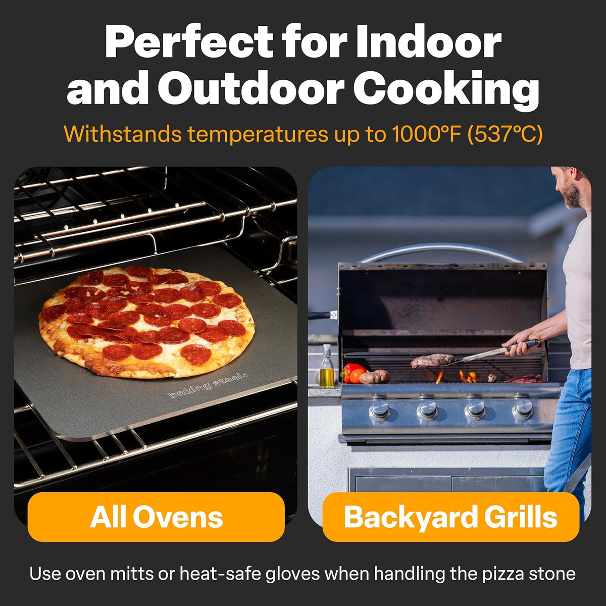 Baking Steel - The Original Ultra Conductive Pizza Stone (14"x16"x1/4") - The Original Baking Steel for Pizza & Bread for Indoor & Outdoor Use - Pre-Seasoned, Naturally Non-Stick Surface & Crack-Proof