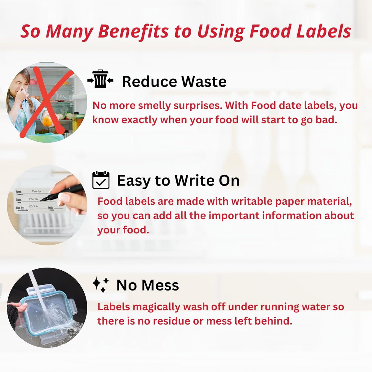 2x1 Dissolvable Food Labels, 250 Label Stickers, Bottle Labels for Storage Bins, Sticker Labels for Food containers, (250, Blank)
