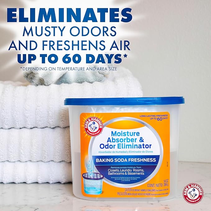 Arm & Hammer Fragrance Free Refillable Moisture Absorber and Odor Eliminator 14 oz. Tub