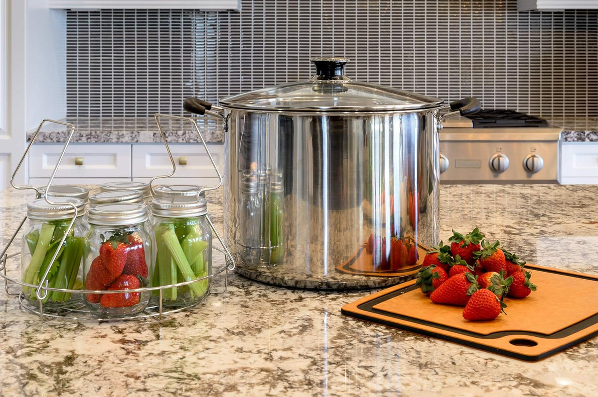 Barton 20Qt Canner w/Temp Indicator & Rack Multi Use Stainless Steel Canning Water Bath Kit Holds Up To 7 Jars