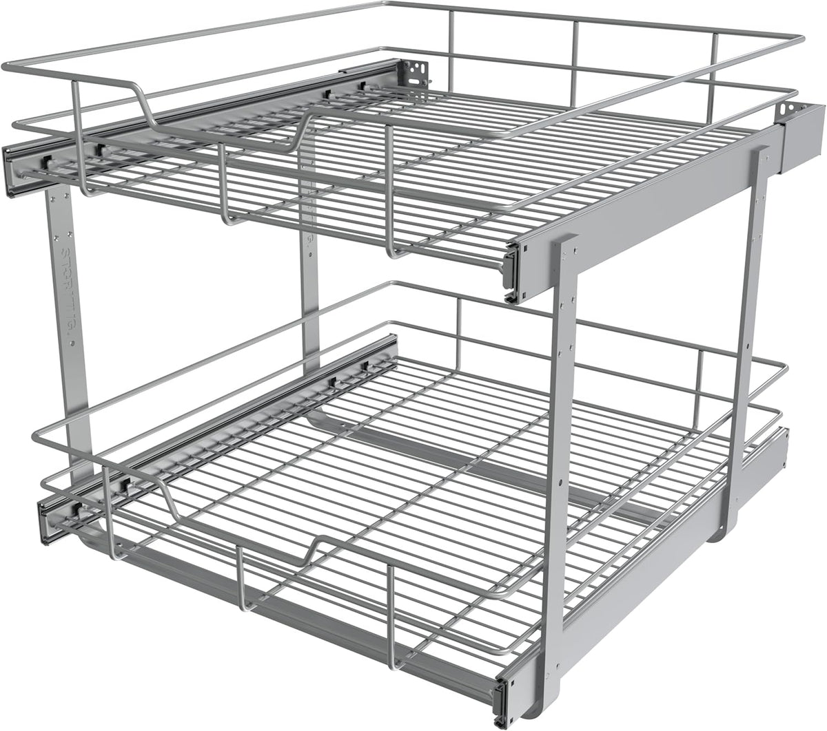 2 Tier Pull Out Cabinet Organizer 20" W X 22" D, Slide Out Drawers For Kitchen Cabinets, Pull Out Drawers For Cabinets Capacity Heavy Duty Caddy, Cabinet Pullout Shelves Chrome-Plated,Bathroom Pantry