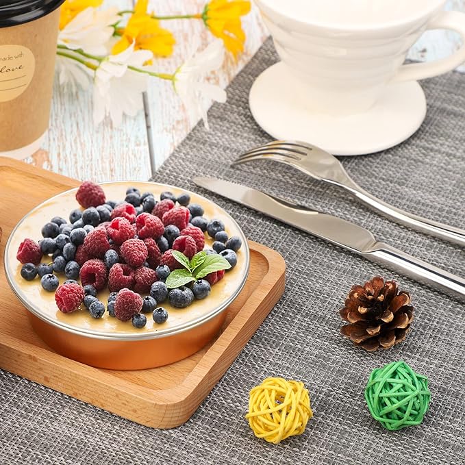 Beasea 20 Pack Mini Pie Pans, 4 Inch Rose Gold Aluminum Foil Tins with Lids, Perfect for Baking, Made of Premium Quality Aluminum, Lightweight and Homemade Friendly