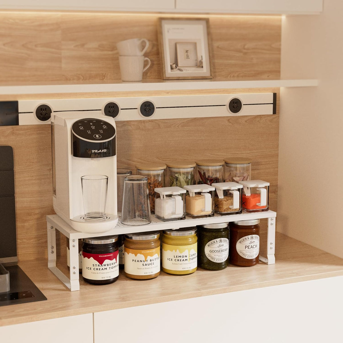 Expandable Spice Rack,Stackable Storage for Cabinet, Multi-Functional Kitchen Shelving,Height-Adjustable,Sustainable Organizer Solution(3Packs/White/Large)