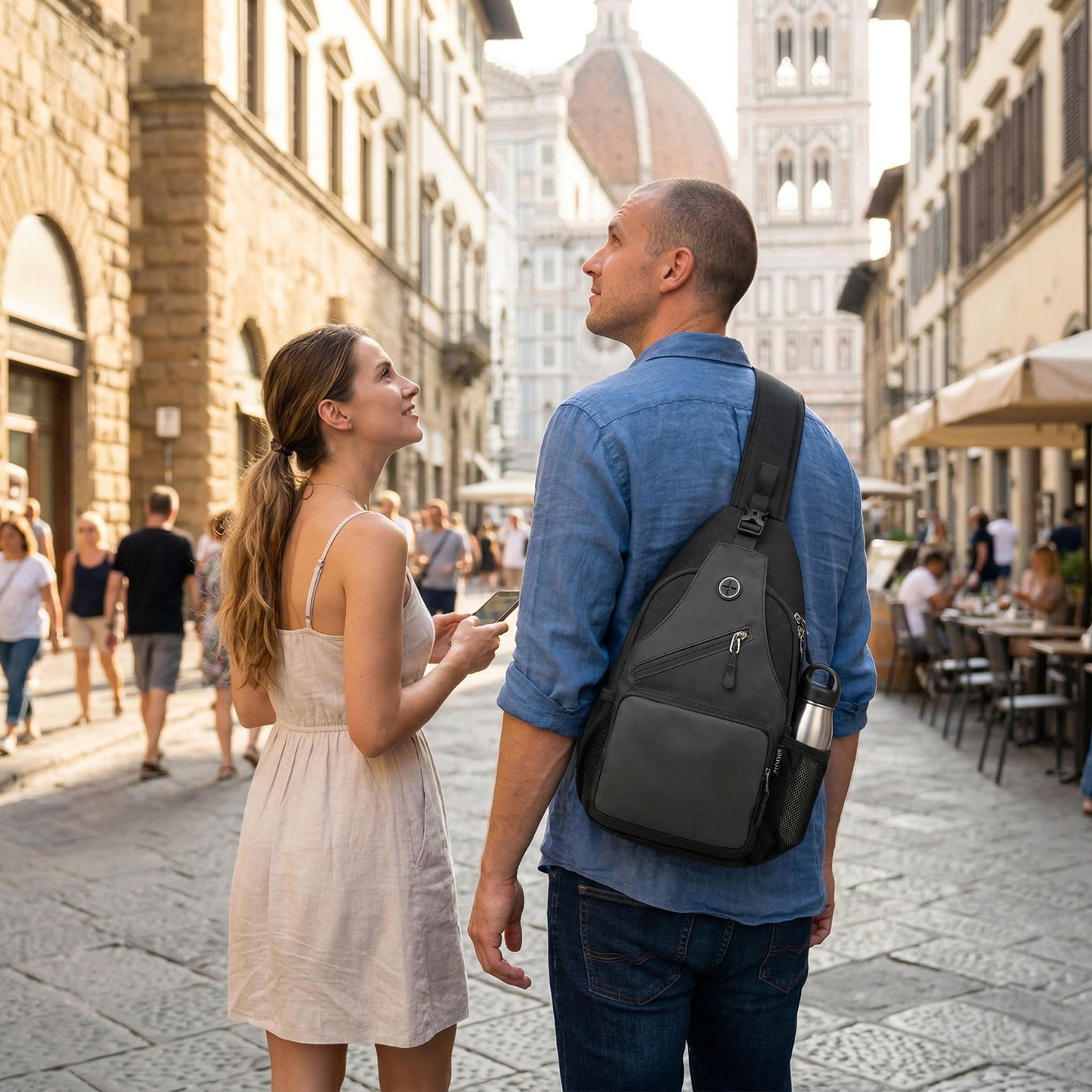 Javolto Crossbody Sling Bag,Small Backpack Men,Hands-Free Shoulder Daypack