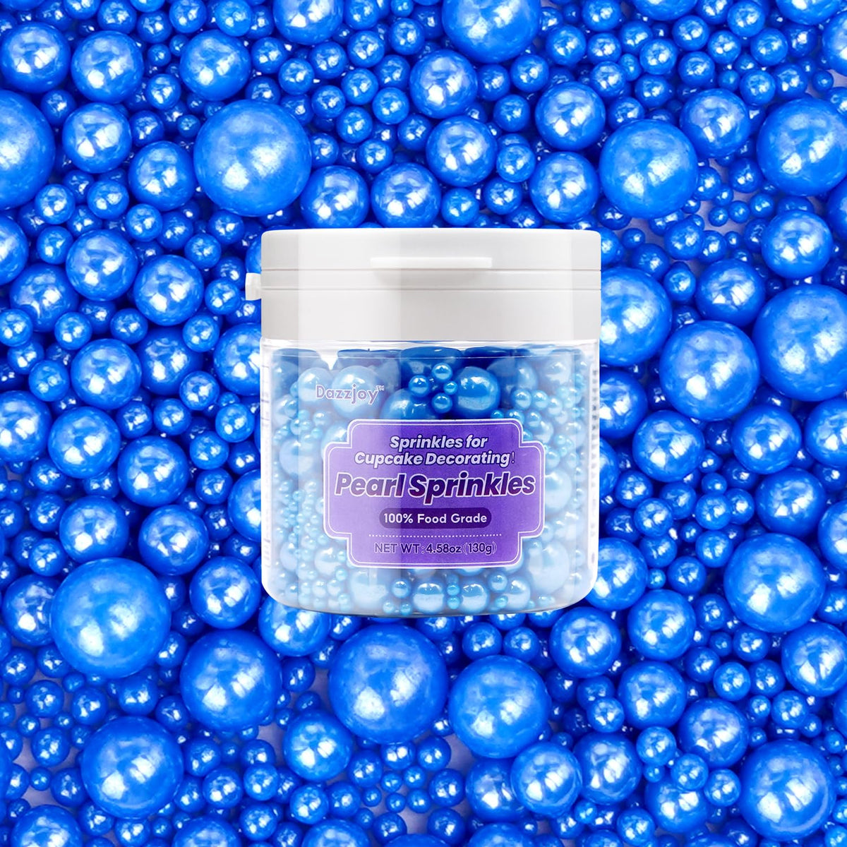 Edible Navy Blue Pearl Sugar Sprinkles, 130g/4.58oz, Blue Pearls Sprinkles for Cake Decorating, Cupcake Toppers, Cake Decorations