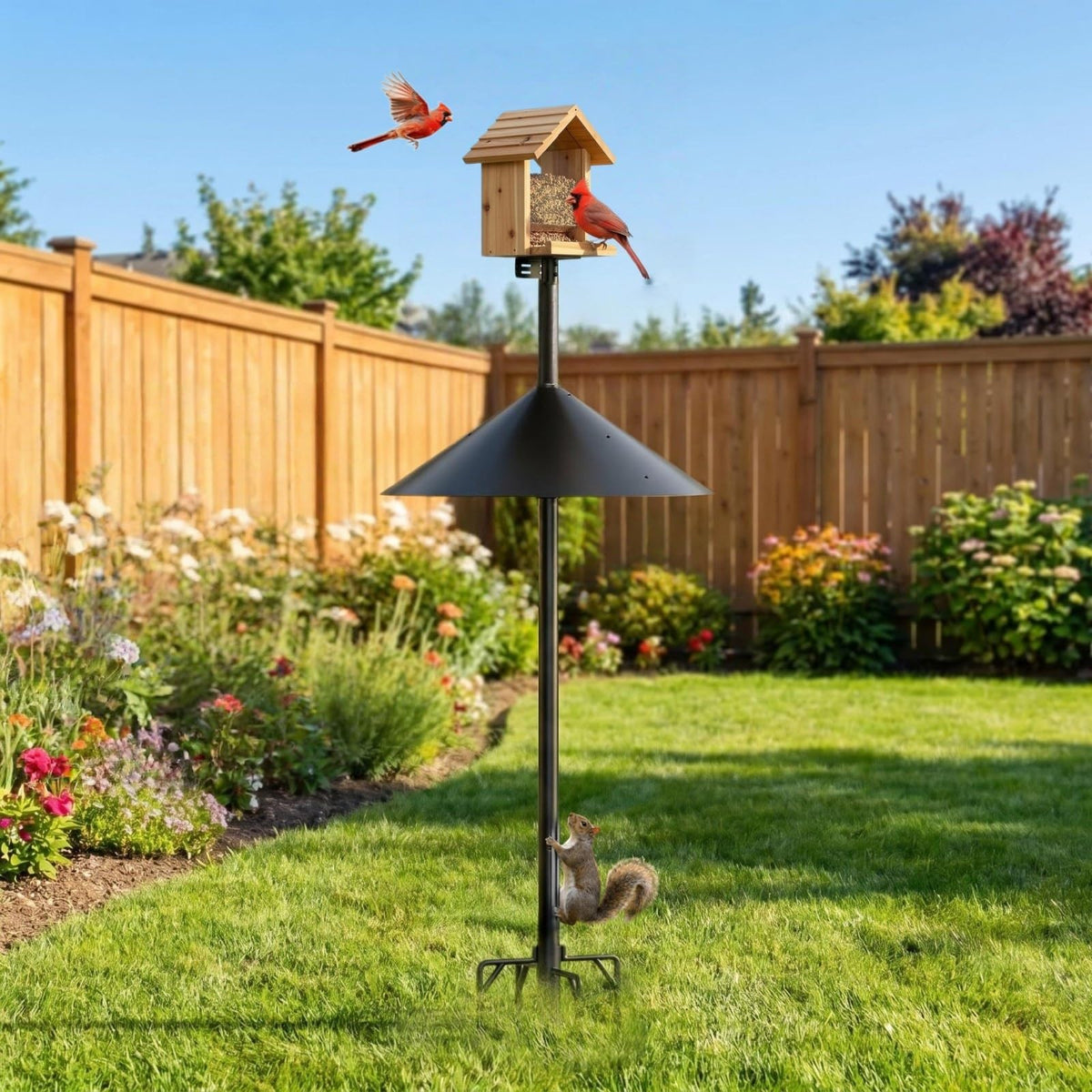 NSYOOMH Dia 1 Inch Bird Feeder Pole with 19" Proof Squirrel Baffle