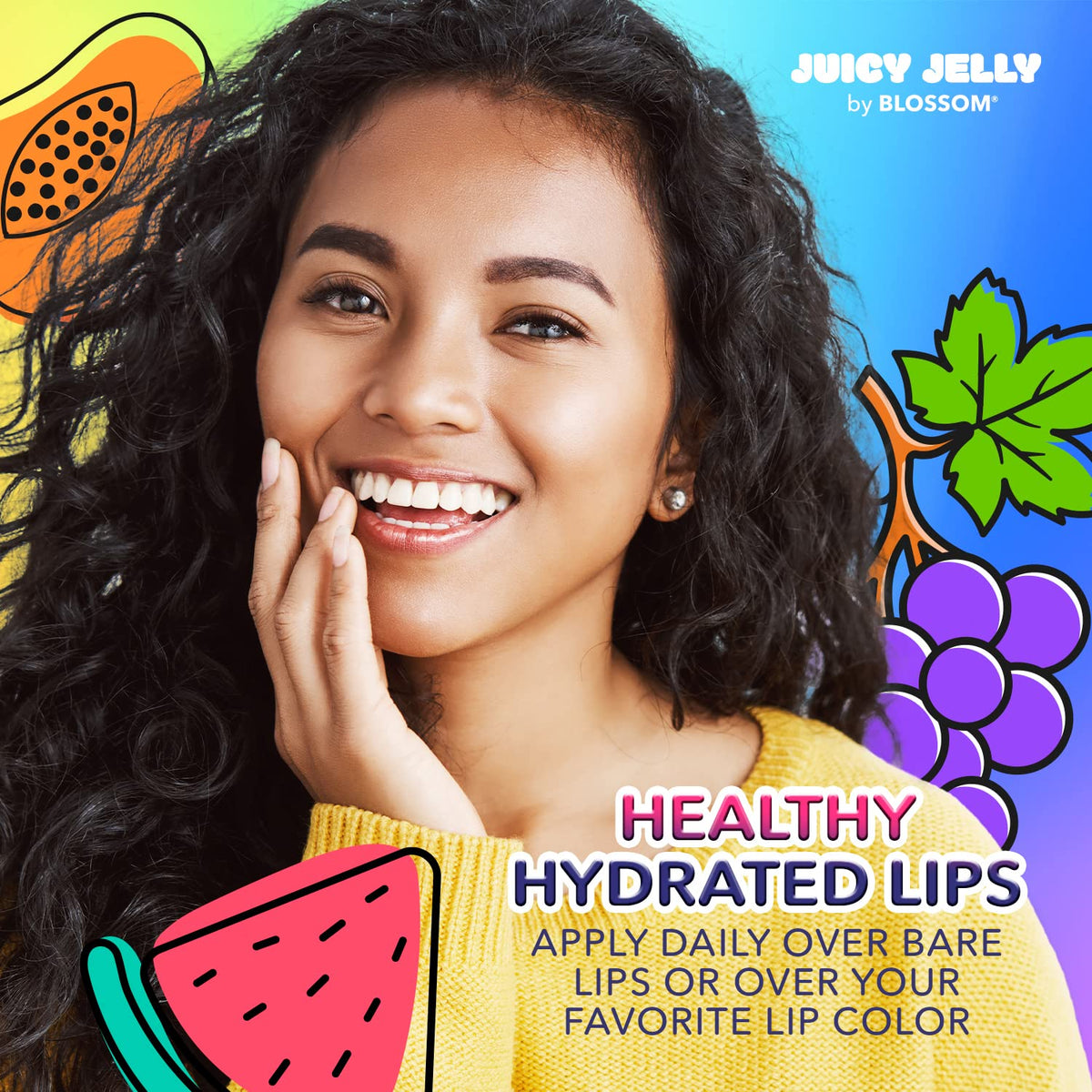 Blossom Juicy Jelly Moisturizing Lip Care Fruit Flavored, 5 Pack Bundle