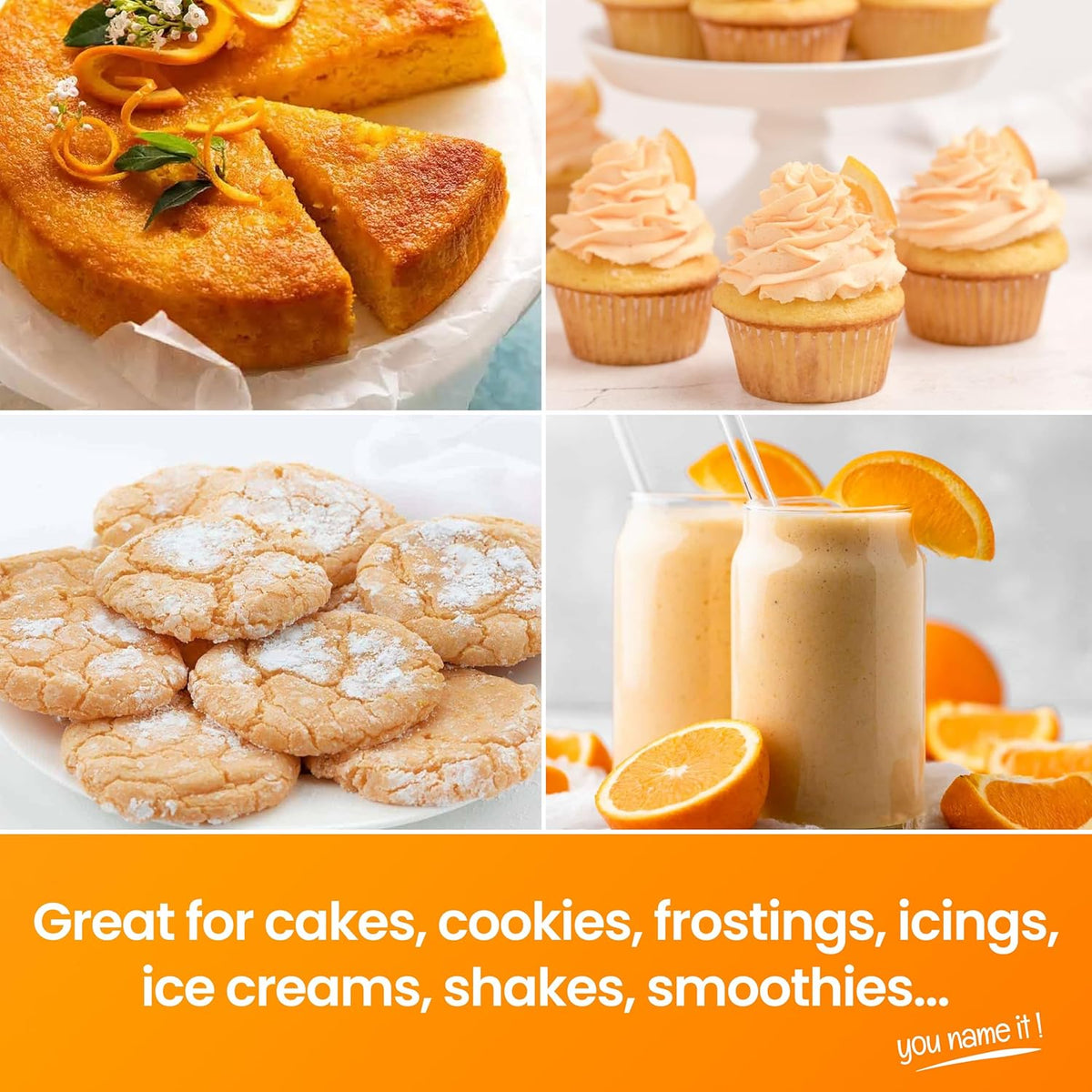 LorAnn Oils Orange Bakery Emulsion: True Essence, Ideal for Boosting Fruit Tones in Cakes, Cookies & Desserts, Gluten-Free, Keto-Friendly, Extract Substitute Essential for Your Kitchen, 4 Oz