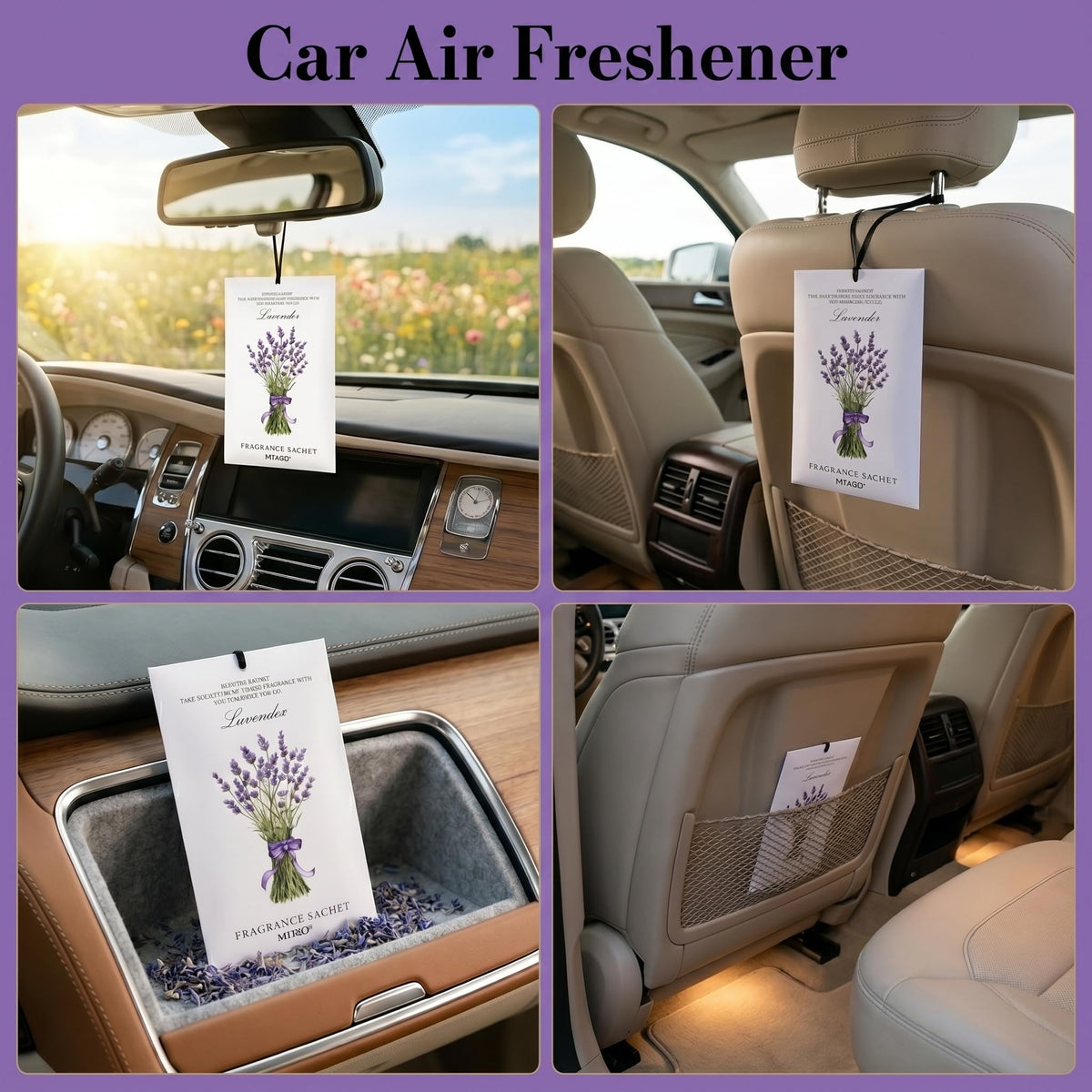 MYARO 12 Pack Lavender Scented Sachets, Closet Deodorizer Car Air Freshener