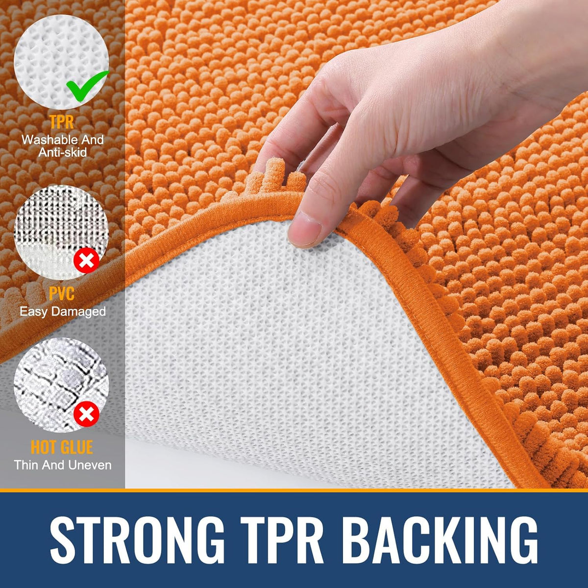 Arotive Bathroom Rugs 30x20, Extra Soft Absorbent Shaggy Chenille Bath Rugs, Machine Washable Rubber Backing Non-Slip Bath Mats for Bathroom Floor Tub and Shower, Home Decor Accessories, Coral