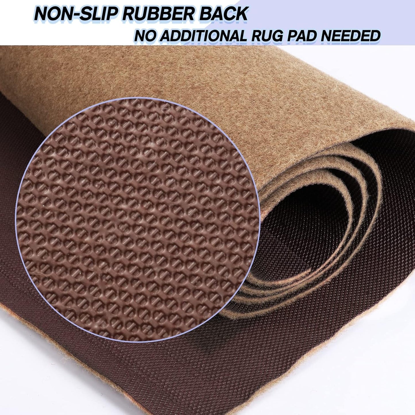 Custom Size Backed Non-Slip Area Rugs Runner, Easy Clean, Waterproof Runner Rugs for Hallway Entryway, Kitchen, Laundry, 2FT x 2FT, Beige