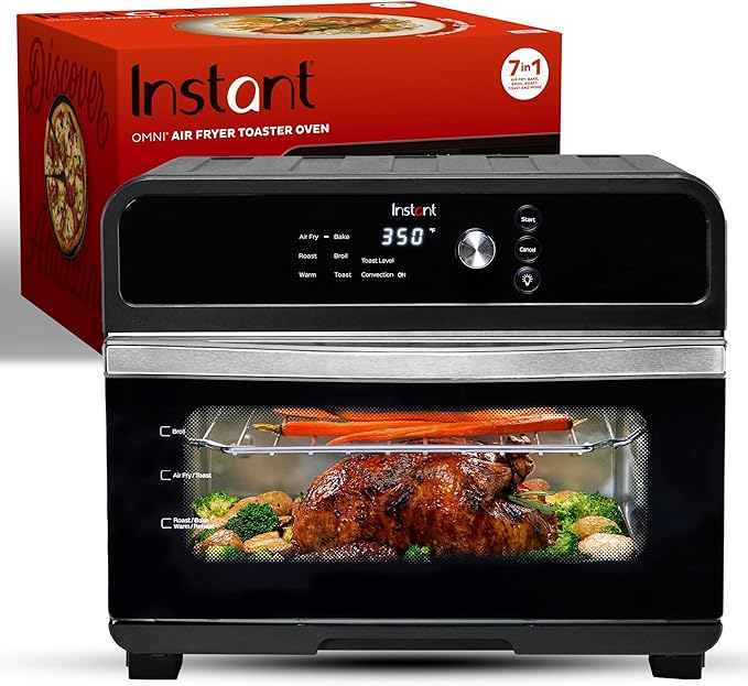 Instant Pot Omni 19QT/18L Toaster Oven Air Fryer, 7-in-1 Functions, Fits 12" Pizza, Crisps, Broils, Bakes, Roasts, Toasts, Warms, Convection, 100+ In-App Recipes, from the Makers of Instant Pot, Black