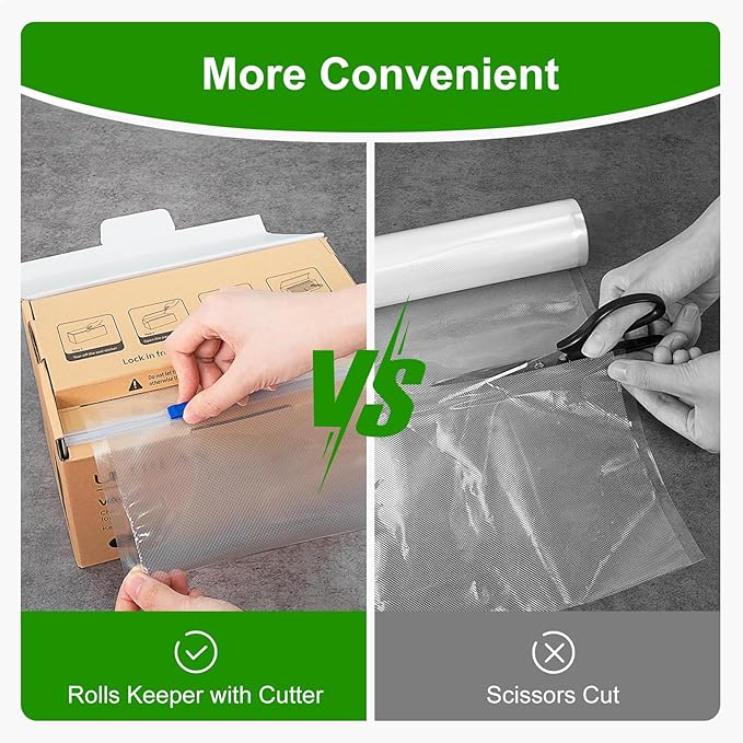 Ultrean 8" x 150' Vacuum Seal Roll Keeper with Cutter, Commercial Grade Vacuum Sealer Bags for Food Saver,BPA Free,Ideal for Storage,Meal Prep and Sous Vide