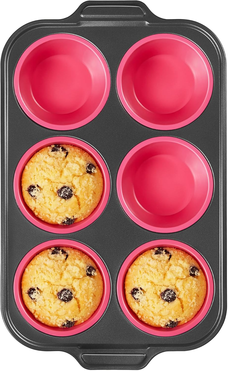 BRONYPRO Jumbo Silicone Muffin & Cupcake Pan for Baking with Metal Frame, Extra Large 3.5dia Muffin Tins Easy to Pop Nonstick Non Toxic Bakeware for Oven, Rose Pink