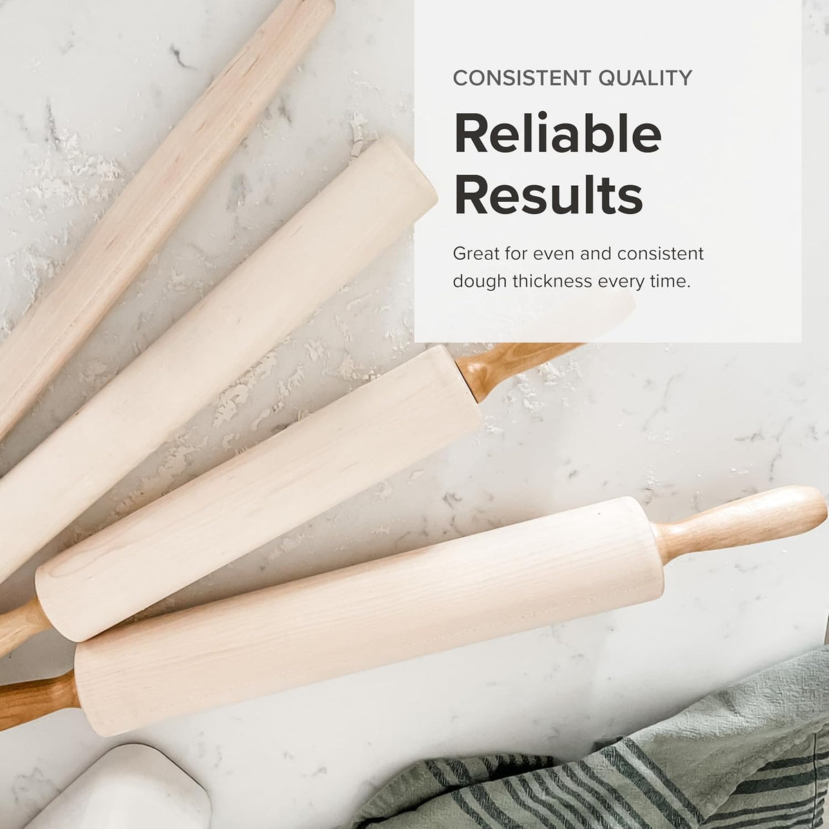Frieling Crafted in the USA Maple Rolling Pin - Classic Baker Straight - 2-Inch by 18.5-Inch - Precision Wooden Rolling Pin - Pizza Dough Roller