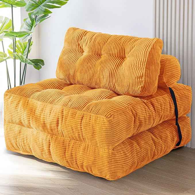 MAXYOYO Folding Sofa Bed, Convertible Sleeper Chair with Pillow Foldable Mattress with Back Support, Portable Fold Out Chair Bed Comfy Floor Sofa Lounge for Living Room Bedroom Apartment