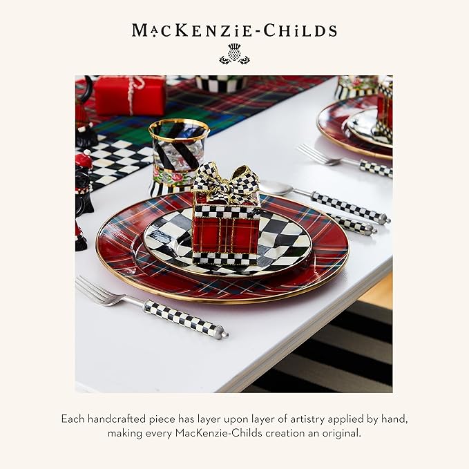 MACKENZIE-CHILDS Enamel Salad and Dessert Plate, Small Plate for Appetizers or Desserts, 8 Inches, Tartastic