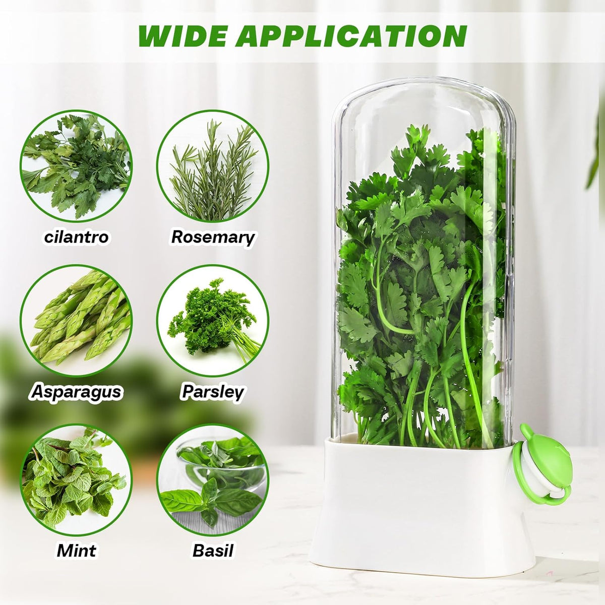 Baderke 2 Pieces Herb Saver for Refrigerator Herb Keeper Herb Storage Containers Herb Saver Pod for Cilantro, Parsley, Asparagus, Keeps Vegetables for 2-3 Weeks(White)