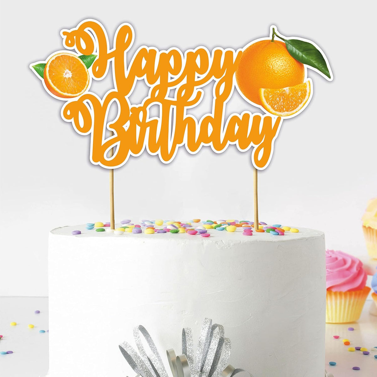 Seyal® Orange Happy Birthday Cake Topper