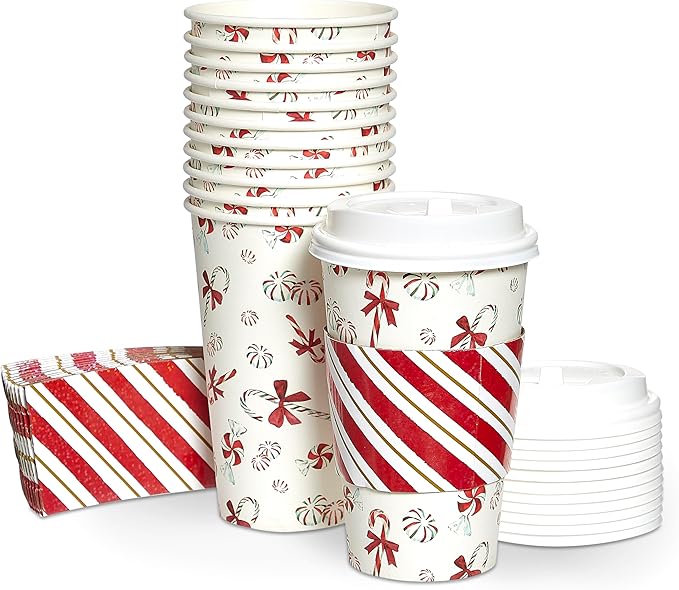 Papyrus Disposable Tabletop Plates Set - Elegant and Sturdy Plates for Any Occasion, Peppermint Candy Cane, Dinnerware Set