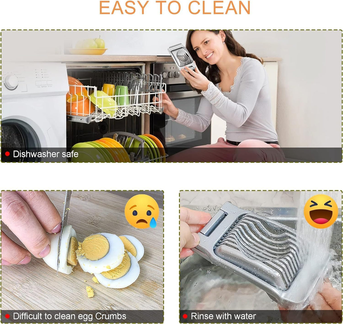 Egg Slicer Heavy Duty Aluminum Stainless Steel Wire Egg Cutter, Multipurpose Egg Dicer for Hard Boiled Eggs, Strawberry, Soft Fruit