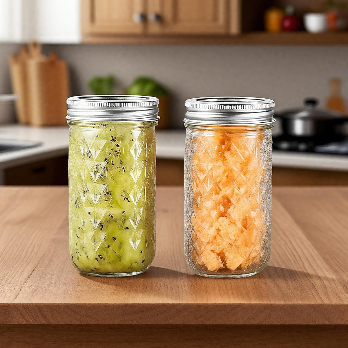 22oz/650ml Mason Jars with Airtight Lids Glass Canning Jars with Regular Lids Spice Jars Honey Jars for Yogurt,Jam,Spice,Overnight Oats Canning, Preserving,Decorations,Jelly,Dessert,6 Pack (22oz)