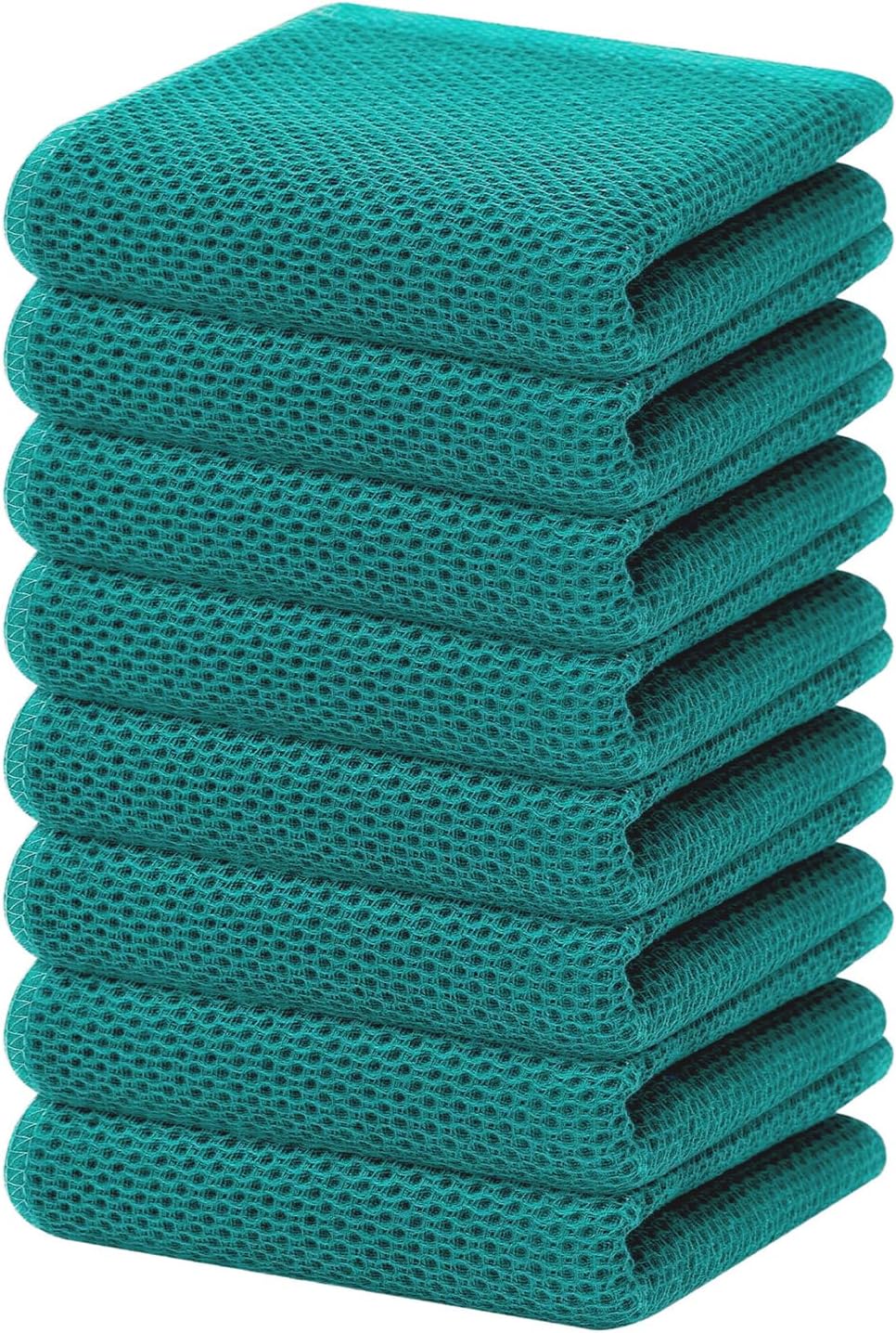 Homaxy 100% Cotton Waffle Weave Kitchen Dish Towels, Ultra Soft Absorbent Quick Drying Cleaning Towel, 13 x 28 Inches, 8-Pack, Teal