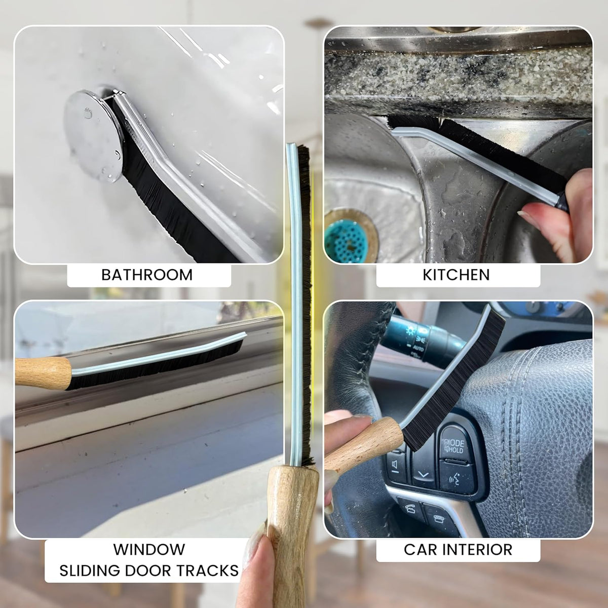 Crevice Cleaning Brush - Grout Scrub Brush, House Cleaning Supplies, Gap Cleaning Tools, Home Essentials, Gifts for Women Men, Hard Bristle Crevice Cleaner Brush for Household Use, Bathroom (3PCS)
